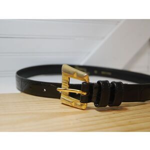 Vintage Donna Katz black belt animal print‎ Size medium 33 Vegan Faux leather